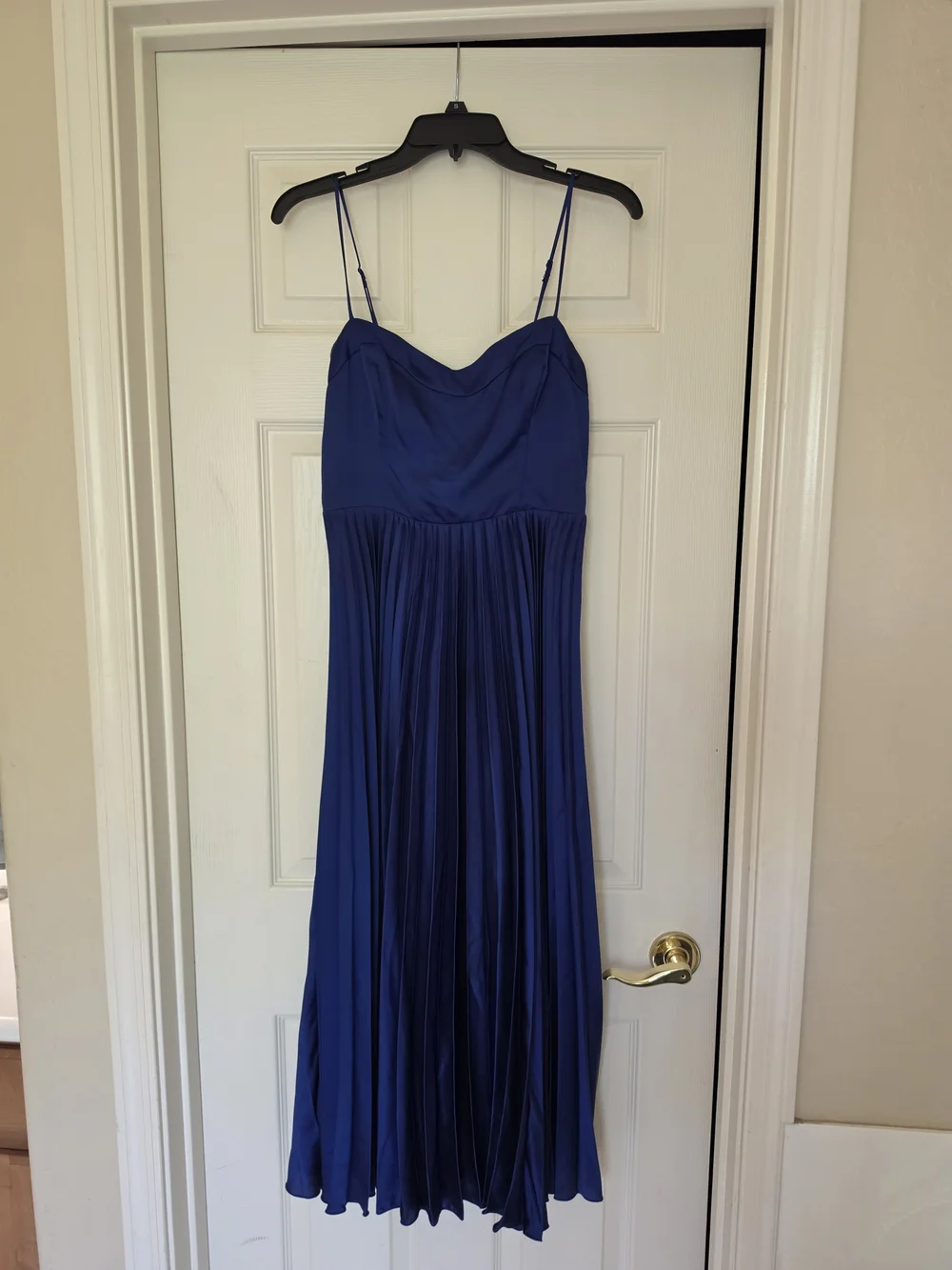 Abercrombie & Fitch Royal Blue Pleated Spaghetti-Strap Midi Dress